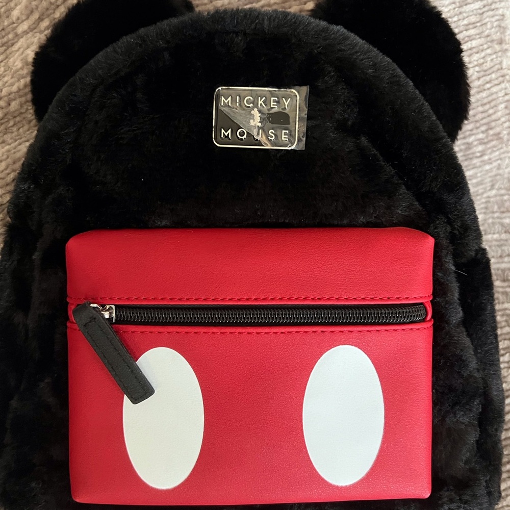 NEW Bioworld Disney Mickey Mouse Fuzzy Fur mini backpack.